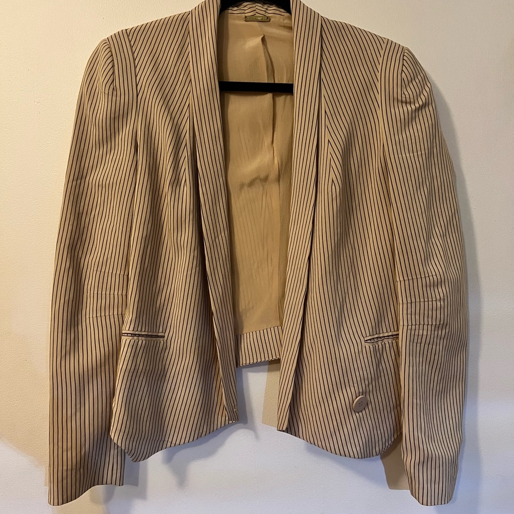 Striped Blazer in blush and taupe